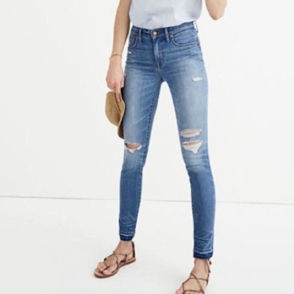 Madewell Denim - Madewell 9" High Rise Skinny Distressed Jeans